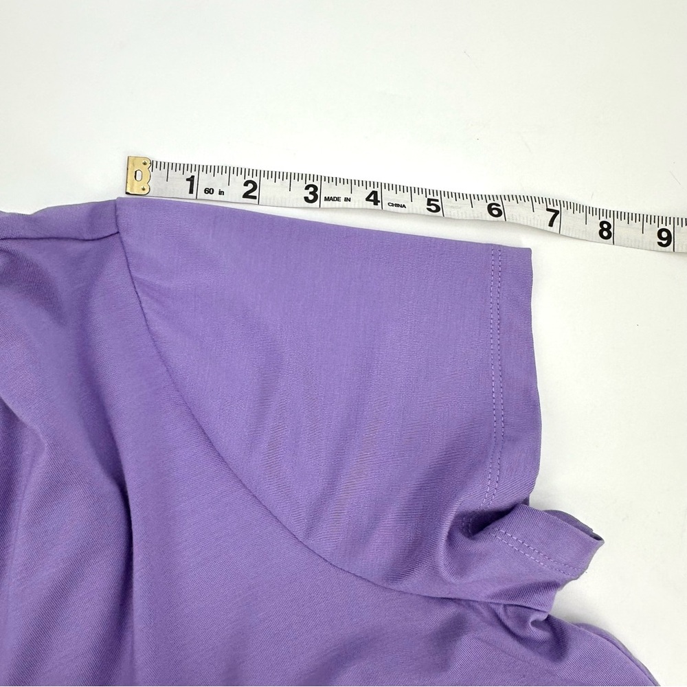 Susan Graver Weekend Top Womens M Purple Cool Touch Knit Short Slv M Cut Out Tee - Picture 8 of 10
